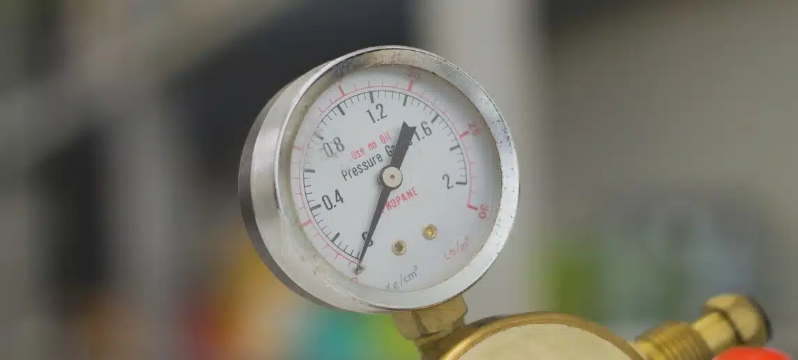 Close up of propane gauge