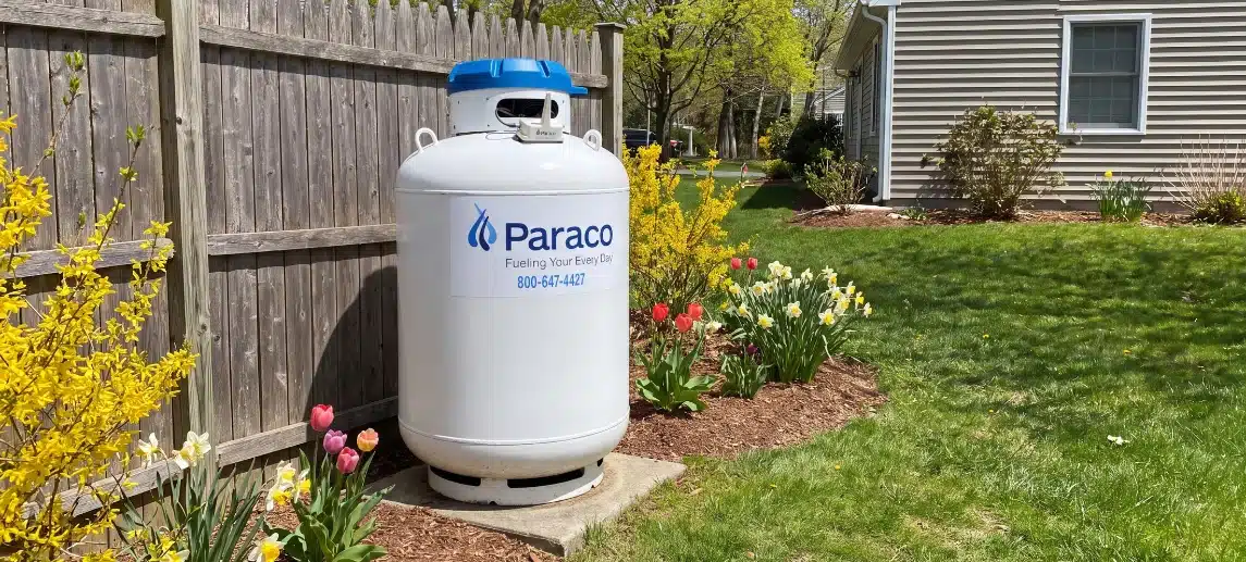 How Automatic Propane Delivery And Tank Monitoring Work 1 Paraco propane tank in a home yard, supplied through automatic delivery